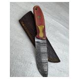 Damascus Steel Fixed Blade Knife w/ Sheath