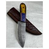 Damascus Steel Fixed Blade Knife w/ Sheath