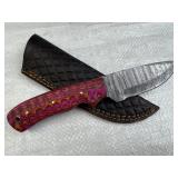 Damascus Steel Fixed Blade Knife w/ Sheath