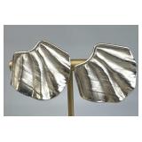 925 Silver  Vtg Designer Modernist Fan Post Earrin