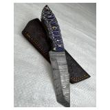 Damascus Steel Fixed Blade Knife w/ Sheath