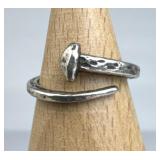 925 Silver Vintage Textured Bypass Nail Ring