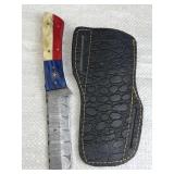 Damascus Steel Fixed Blade Knife w/ Sheath