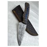 Damascus Steel Fixed Blade Knife w/ Sheath