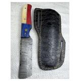 Damascus Steel Fixed Blade Knife w/ Sheath