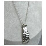 925 Silver Silpada Tie Shape Hammered Pendant Neck