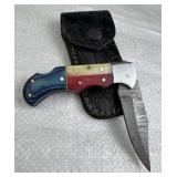 Handmade Steel Folding Blade Knife w/ Sheath