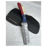 Damascus Steel Fixed Blade Knife w/ Sheath