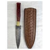Damascus Steel Fixed Blade Knife w/ Sheath