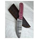 Damascus Steel Fixed Blade Knife w/ Sheath