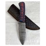 Damascus Steel Fixed Blade Knife w/ Sheath