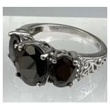 925 Silver D'joy Black Tourmaline Filigree Ring