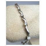 925 Silver Zirconia Wave Link Bracelet