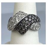 925 Silver Garnets & Champagne Quartz Crossover Ri