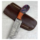 Damascus Steel Fixed Blade Knife w/ Sheath