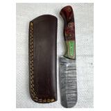 Damascus Steel Fixed Blade Knife w/ Sheath