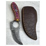 Damascus Steel Karambit Blade Knife w/ Sheath