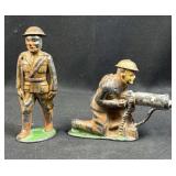 (2) Vintage Tin-Top Lead Soldiers, Made in USA
