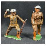 (2) Vintage Tin-Top Lead Soldiers, Made in USA