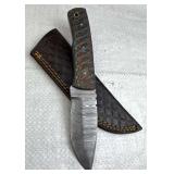 Damascus Steel Fixed Blade Knife w/ Sheath