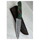 Damascus Steel Fixed Blade Knife w/ Sheath