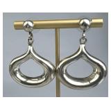 925 Silver Taxco Puffy Teardrop Dangle Post Earrin