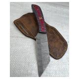 Damascus Steel Fixed Blade Knife w/ Sheath