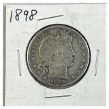 1898 Barber Silver Half Dollar, US 50c, 90%
