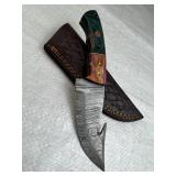 Damascus Steel Fixed Blade Knife w/ Sheath