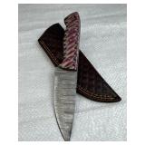 Damascus Steel Fixed Blade Knife w/ Sheath