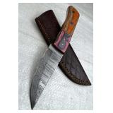 Damascus Steel Fixed Blade Knife w/ Sheath