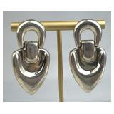 925 Silver Puffy Polished Door Knocker Post Earrin