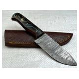 Damascus Steel Fixed Blade Knife w/ Sheath