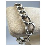 925 Silver Puffy Curb Chain Link Bracelet