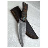 Damascus Steel Fixed Blade Knife w/ Sheath