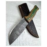 Damascus Steel Fixed Blade Knife w/ Sheath