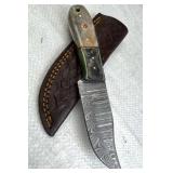 Damascus Steel Fixed Blade Knife w/ Sheath