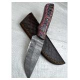 Damascus Steel Fixed Blade Knife w/ Sheath