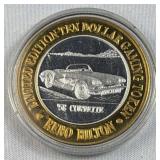 3/5th Oz Silver Strike Casino Token, '58 Corvette