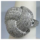 925 Silver Pave White Topaz Woven Knot Ring