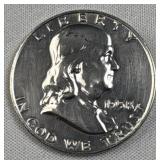 1958 Proof Silver Half Dollar, 50c, 90% Coin