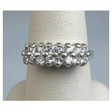 925 Silver Double Row Quartz Gemstone Ring