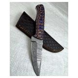 Damascus Steel Fixed Blade Knife w/ Sheath