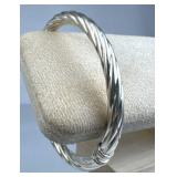 925 Silver Italy Twisted Texture Hinged Bangle Bra