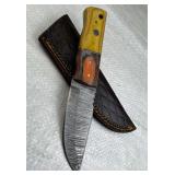 Damascus Steel Fixed Blade Knife w/ Sheath