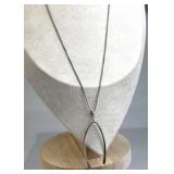 925 Silver Large Wishbone Pendant Necklace