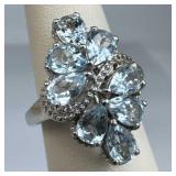925 Silver Pear Cut Sky Blue Topaz Ring