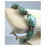 925 Silver Turquoise Nugget Link Bead Toggle Brace