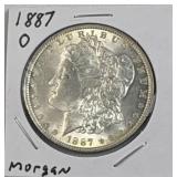 1887-O Morgan Silver Dollar, US $1 Coin, 90%