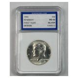 1964 JFK 90% Silver Half Dollar, IGS Encased